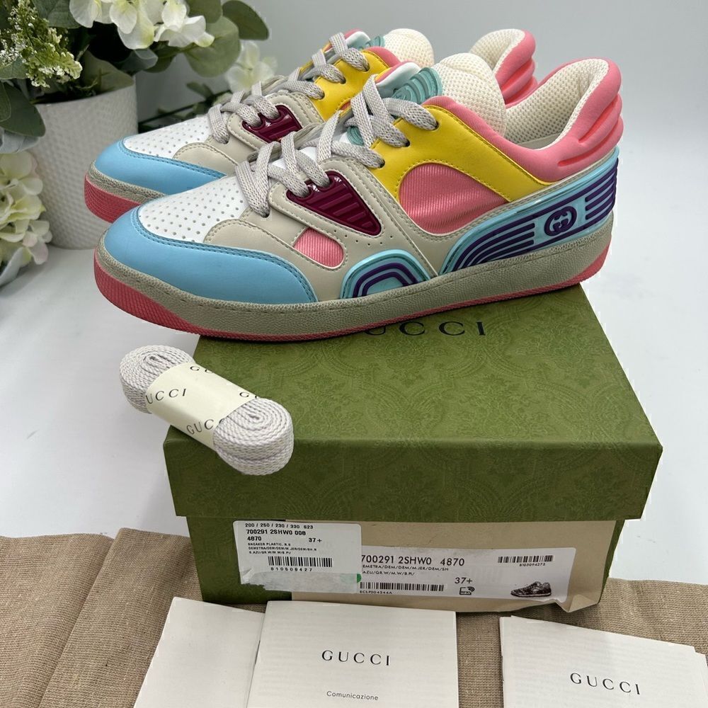Women’s Gucci basket low top sneakers size 37.5 made in Italy. - Picture 3 of 8